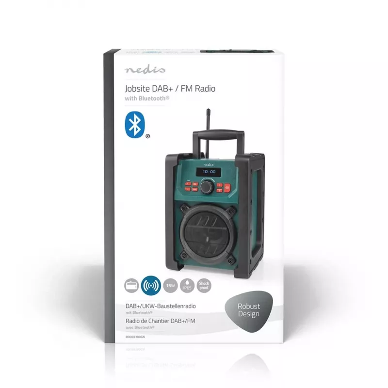 Radio Nedis RDDB3100GN 15W Bluetooth IP65 Negro/Verde