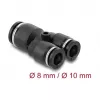 DeLOCK 60752 conector neumático en Y de 2x8 mm a 1x10 mm con orificio de montaje