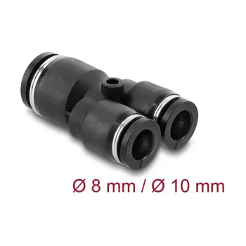 DeLOCK 60752 conector neumático en Y de 2x8 mm a 1x10 mm con orificio de montaje