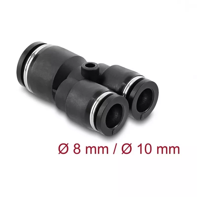 DeLOCK 60752 conector neumático en Y de 2x8 mm a 1x10 mm con orificio de montaje