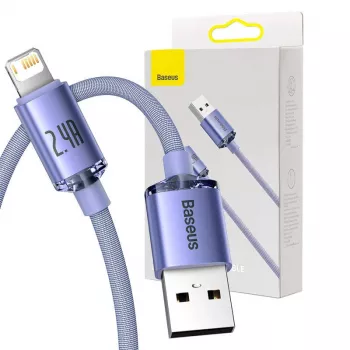 Cable Baseus Crystal Shine USB a Lightning, 2,4A, 2m (lila)