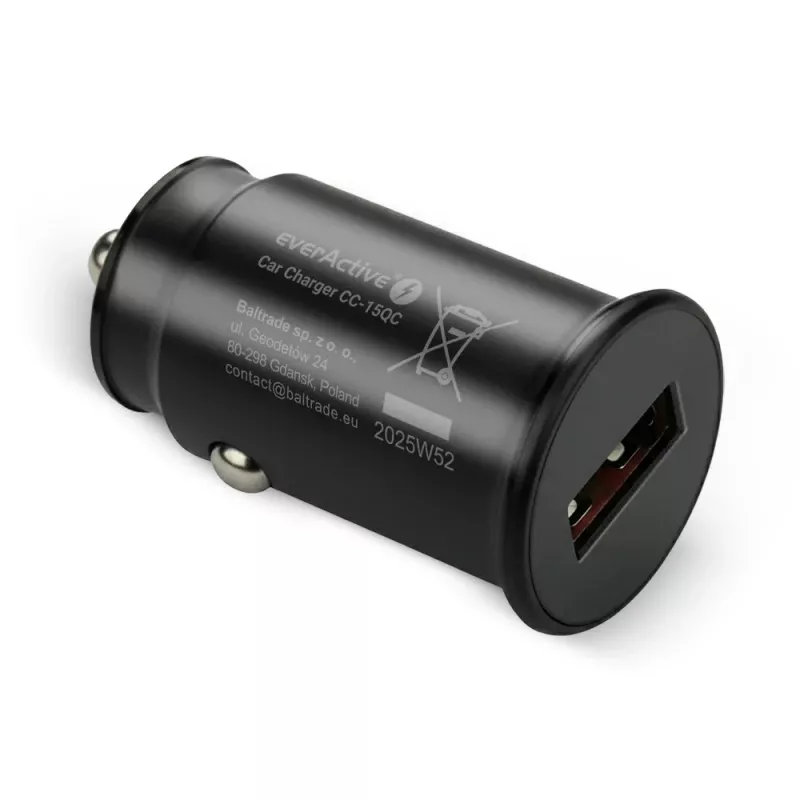 Cargador de coche everActive CC-15QC QC3.0 18W 1x USB con cable