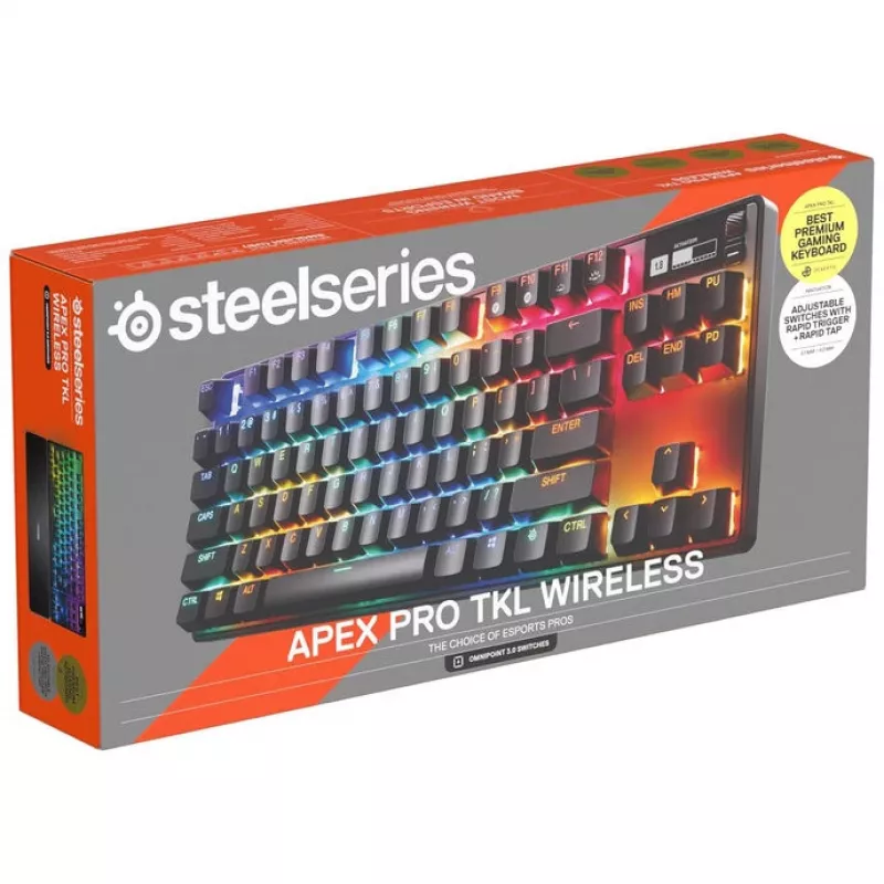 Teclado gaming mecánico STEELSERIES Apex Pro TKL Gen 3 Wireless RGB, tenkeyless