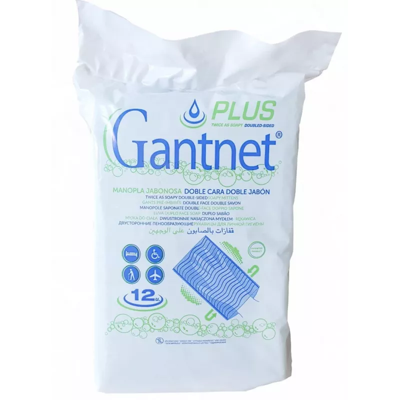 Manopla de baño con gel de ducha