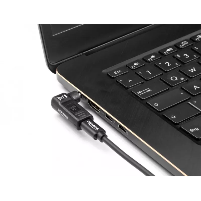 Adaptador DeLOCK USB Type-C conector hembra a HP 4,8 x 1,7 mm conector macho 90° en ángulo