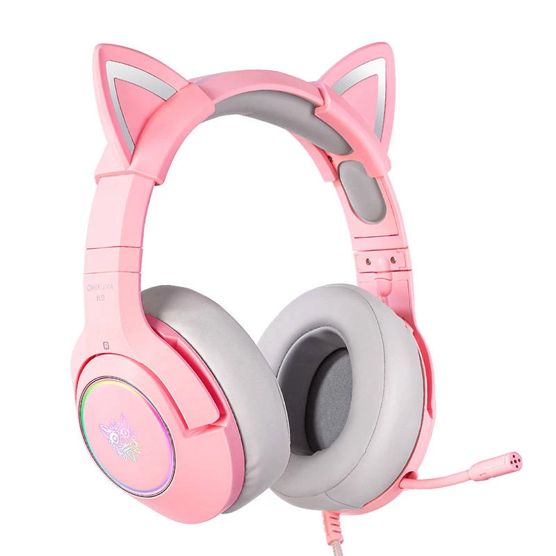 Auriculares Onikuma K9 rosa RGB gaming