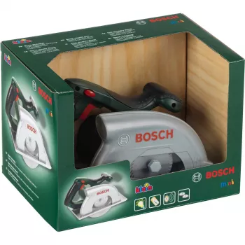 Theo Klein 8421 Sierra circular Bosch I a pilas con movimiento giratorio, funciones de luz y sonido I medidas: 23 cm x 16 cm x 14,5 cm I juguete para