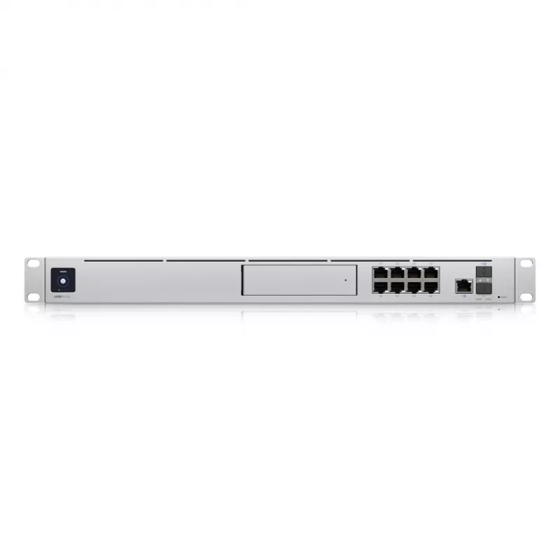 Puerta de enlace Ubiquiti UDM-SE UniFi Dream Machine Special Edition, rack 1U, 8x RJ-45 PoE, WAN 2,5GbE + 10G SFP+, CPU de 1,7 GHz, 4 GB DDR4, SSD de 128 GB, bahía para HDD de 3,5", pantalla táctil de 1,3"