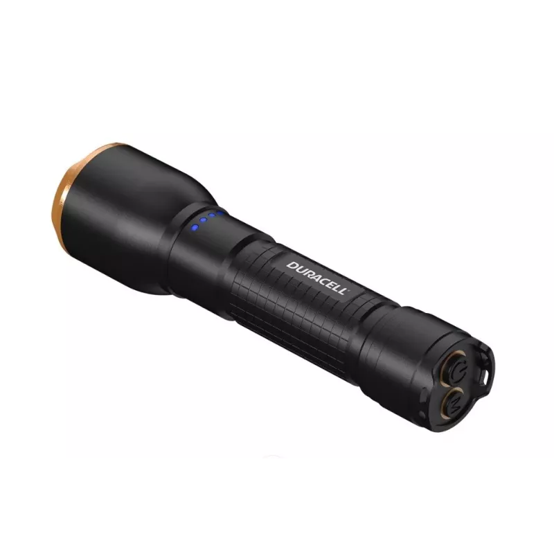 Linterna Duracell DF2500R — negra, linterna de mano recargable