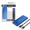 Carcasa SSD QOLTEC 51832 — externa M.2 SATA, USB 3.0, hasta 2 TB, azul, compatible con unidades de 30 mm, 4 ranuras