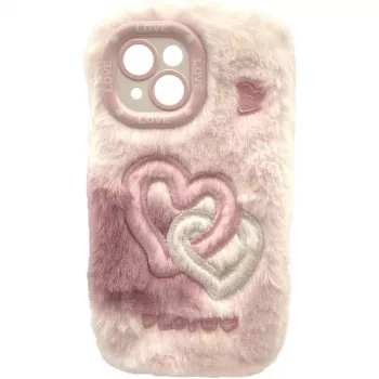RealPower 495554 Flauschi 2 funda esponjosa para iPhone 15, blanco/rosa