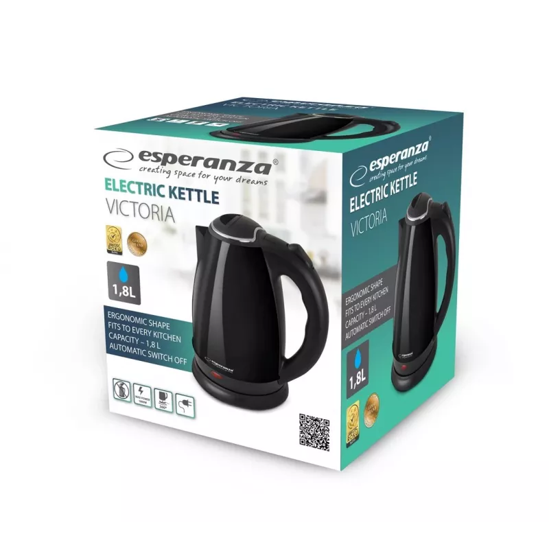 Esperanza EKK113K Victoria hervidor eléctrico, 1,8 l, negro