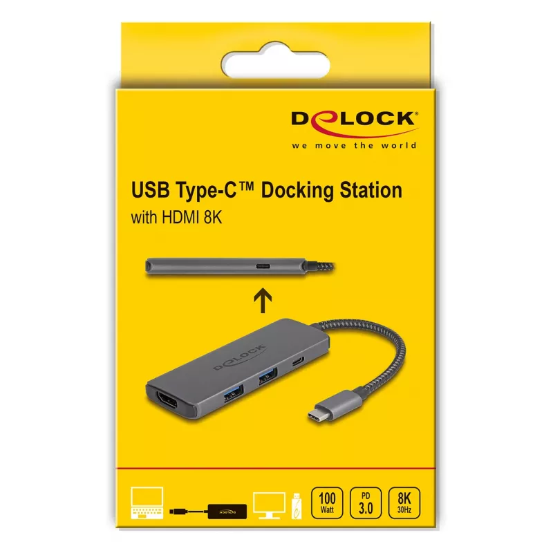 DeLOCK base de acoplamiento USB Type-C 8K HDMI USB PD 3.0 100 W