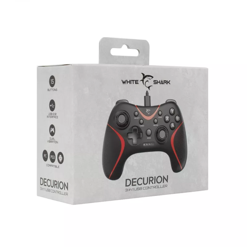Gamepad USB con cable para gaming White Shark GP-2038 3in1 (DECURION) - Blanco