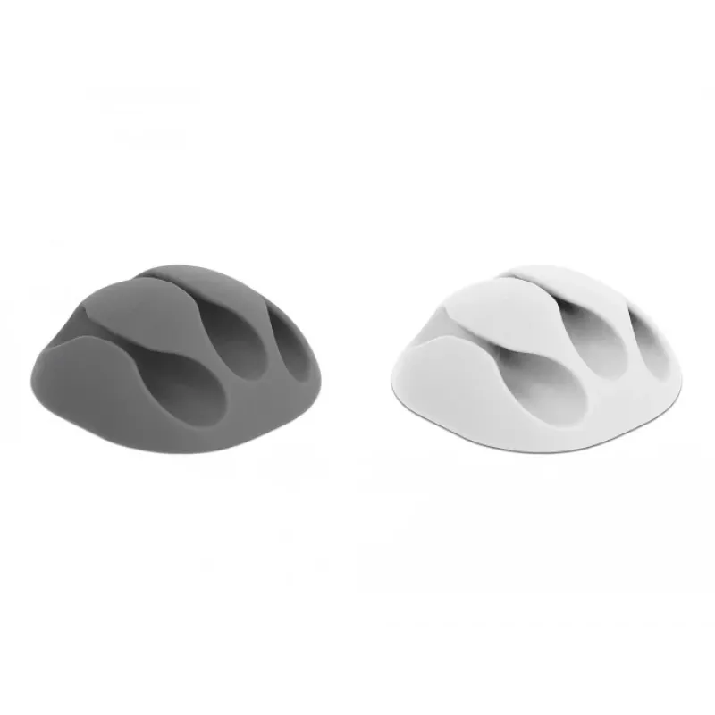 DeLOCK con 3 pasacables - set de sujetacables - montaje en mesa, montaje en superficie, apto para montaje en pared - gris, blanco (18297)