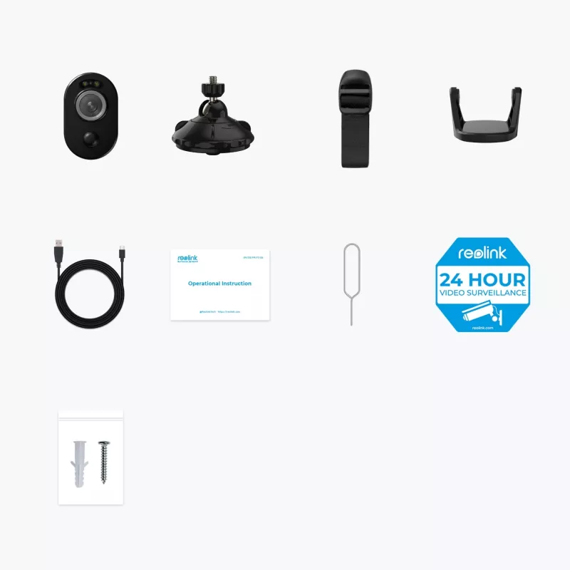 Reolink Argus Series B330-B cámara de seguridad Wi-Fi con batería de 5MP para interior y exterior, visión nocturna en color, detección de personas y vehículos, negra