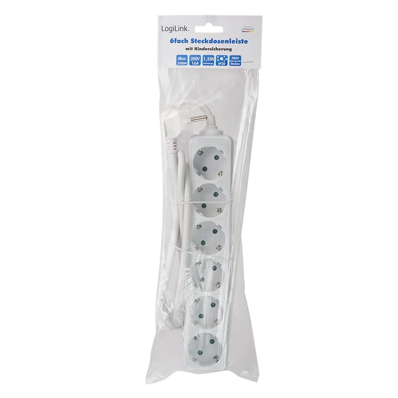 Regleta de alimentación LogiLink LPS238 1.5m 6 tomas AC interior blanco