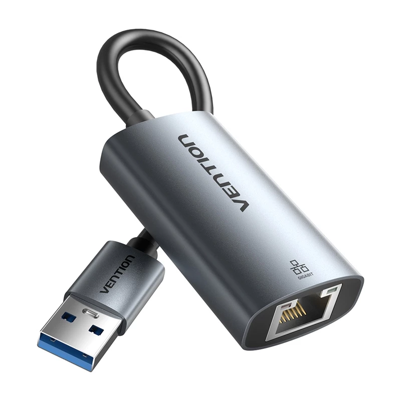 Adaptador USB a Gigabit Ethernet Vention CEZ — interfaz host USB por cable, 1000 Mbit/s, gris