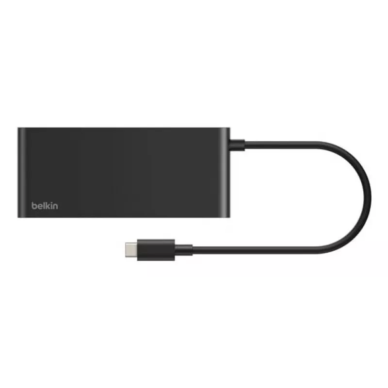 Belkin Connect, USB Type-C, HDMI, USB 2.0 Type-A, USB 3.2 Gen 1 (3.1 Gen 1) Type-C, MicroSD (TransFlash), SD, negro, cable redondo, 0,2 m
