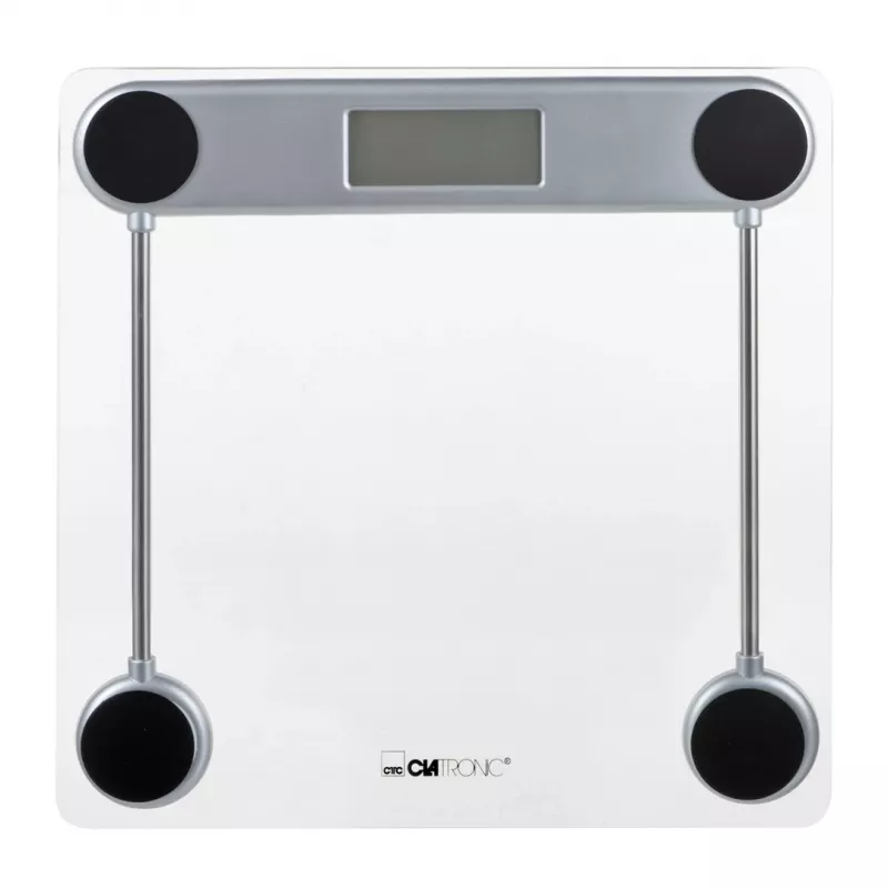 Báscula de baño electrónica CLATRONIC PW 3368 — máx. 150 kg, precisión 100 g, plataforma de cristal