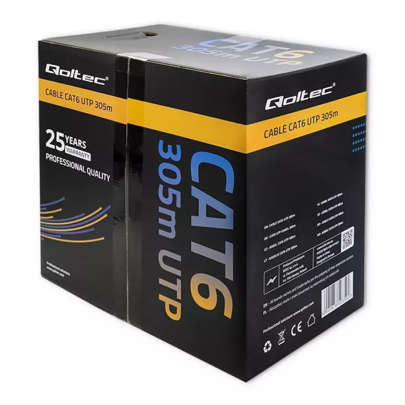 Qoltec 50359 Cat.6 UTP cable, 305 m, gris, PVC