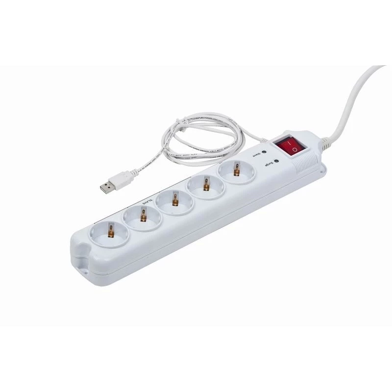 Protector de sobretensión Gembird PCW-MS-2G blanco 5 salidas de CA 250V 1,8m
