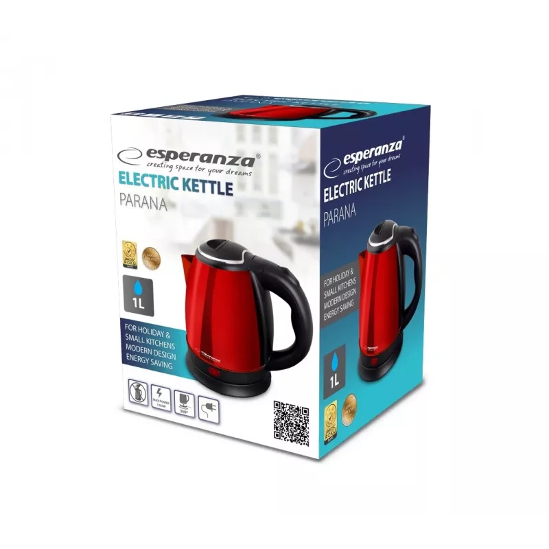 Esperanza EKK128R hervidor eléctrico Parana 1 L negro, rojo 1350 W