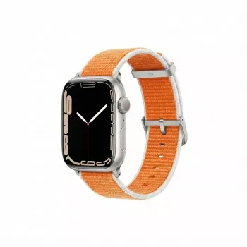 Correa de repuesto GUAN Premium Pro para Apple Watch — Naranja/blanco — Compatible con 38/40/41/42 mm