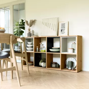 Estantería de salón Top e Shop MALAX 2X4 ARTISAN, madera natural, 8 baldas, 1470×300×750 mm