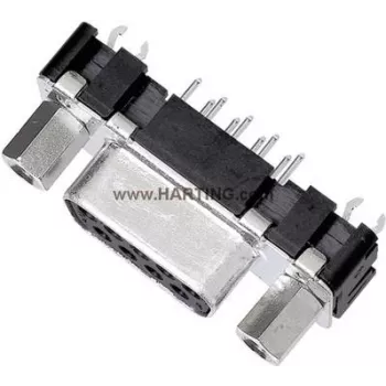 Conector D-Sub Harting 09 66 251 6512, 15 polos, conexión por soldadura, orientación 180°