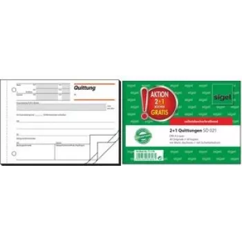 Bloc de recibos Sigel T1178 — 2+1 copias, edición especial, para Markt D, 1 unidad
