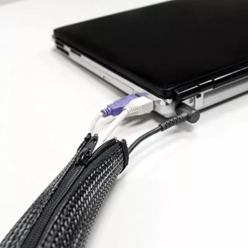 LOGILINK KAB0047 LOGILINK Organizador de cables flexible con cremallera, negro 2m