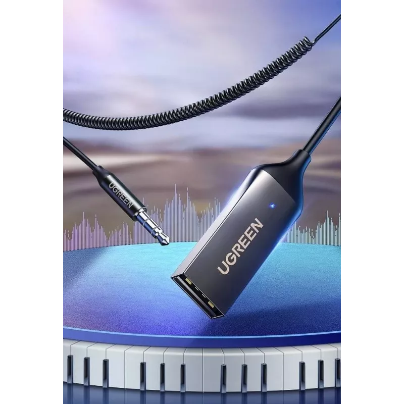 UGREEN CM309 receptor de audio Bluetooth 5.0, USB, conector AUX de 3,5 mm, negro