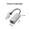 Adaptador USB-A/-C a Ethernet 2,5G, gris