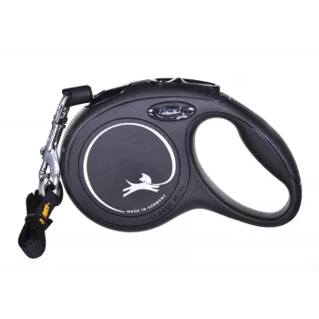 Correa retráctil Flexi New Classic Cat XS 3 m — correa de cordón para mascotas pequeñas, negra, carga máx. 8 kg