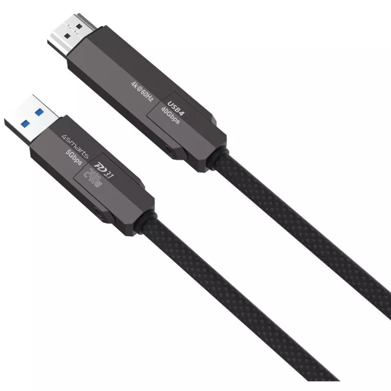 Cable USB4 a HDMI 4smarts ComboCord 240W 1,5 m – USB4 a HDMI, alimentación de 240W, longitud 1,5 m
