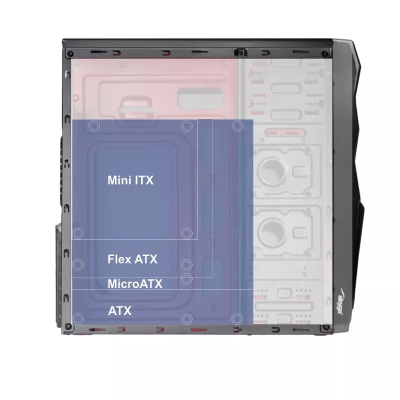 Caja para PC semitorre Akyga AK939BL, ATX / Micro-ATX / Mini-ITX, 2x USB 2.0, sin fuente de alimentación, negra
