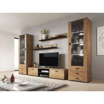 Cama set de dos estantes 125cm SOHO roble lefkas/Negro