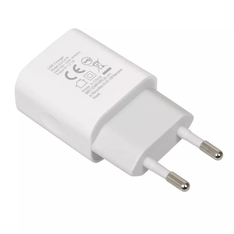 Cargador iBOX C-41 USB 2A, 1 puerto USB, cable microUSB, blanco