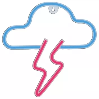 Luz de neón MANTA SNL71BL Nube con rayo Azul‑Rosa – letrero de neón LED decorativo
