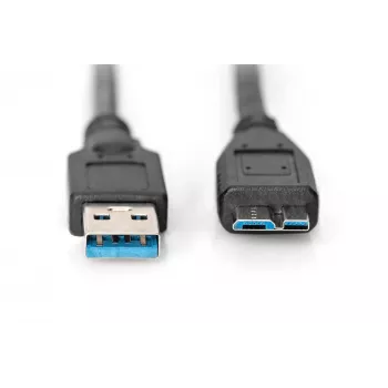 Cable SuperSpeed USB 3.0 ASSMANN, conector USB-A macho a conector Micro-USB-B macho, Cu AWG 28, doble apantallado, longitud 1,0 m (AK-300116-010-S)