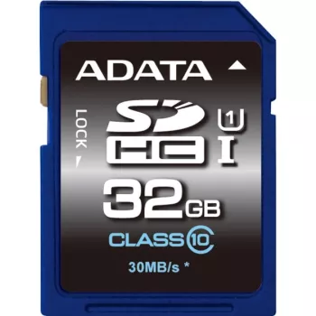 ADATA Premier SDHC UHS-I U1 Class10 32GB, 32 GB, SDHC, Class 10, 30 MB/s, 10 MB/s, Negro, Azul