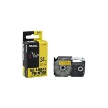 Cinta de rotulación CASIO XR-24YW 24 mm, negro sobre amarillo