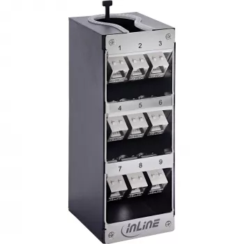 InLine 76203P panel de conexiones Keystone, 9 puertos Cat.6A, montaje en pared/carril DIN