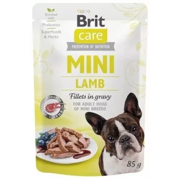 Paté de comida húmeda Brit Mini Lamb 85 g — comida húmeda con cordero como única fuente de proteína para perros pequeños adultos, sin cereales, sobre de 85 g