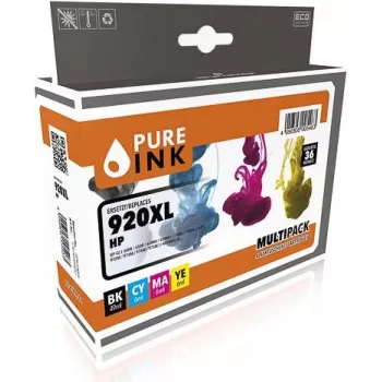 Pure Ink 170745990052 Cartucho de tinta 4 unidades Compatible Alto rendimiento (XL) negro - cian - magenta - amarillo (HP920MP4)