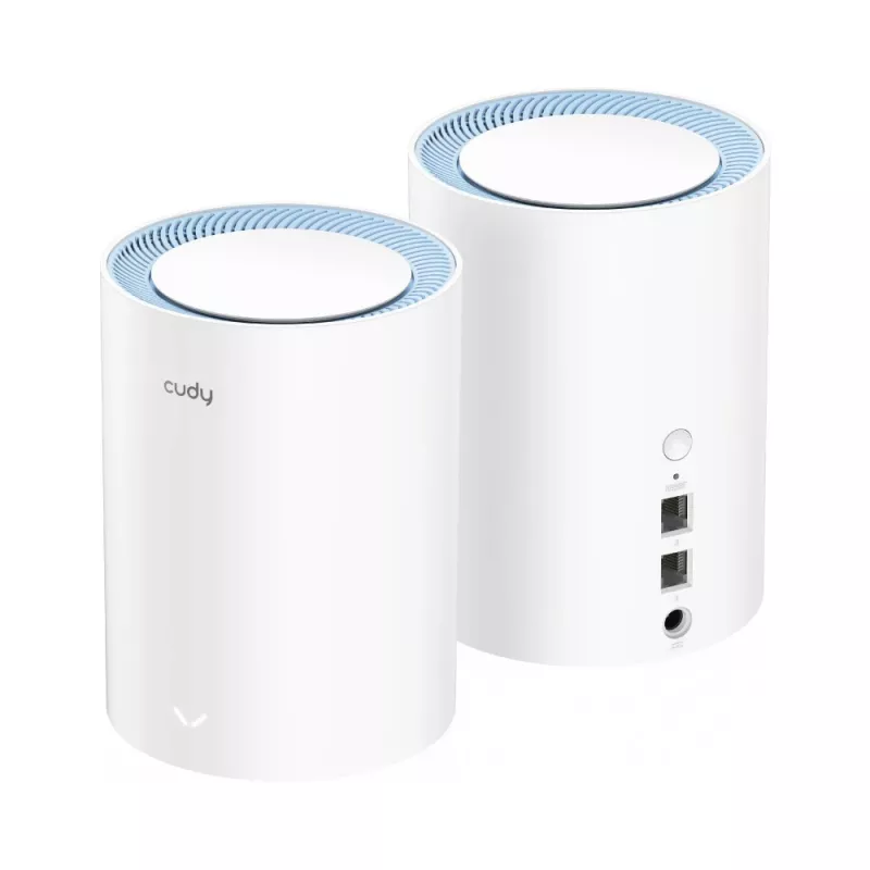 Sistema mesh Cudy M1200 pack de 2 – Wi-Fi 5 de doble banda (300/867 Mbit/s), 2 unidades, 1 puerto LAN, compatible con 100 dispositivos