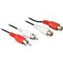 Goobay 50027 cable alargador estéreo RCA, 2x RCA macho a 2x RCA hembra, 5 m, negro