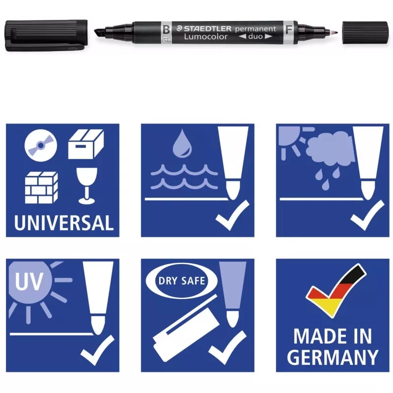 Rotulador permanente Staedtler Lumocolor permanent duo 348 B negro 1 unidad