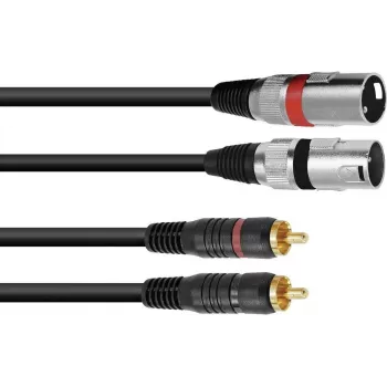 Cable de audio 1 m Omnitronic 3022522B 2x XLR 2x RCA Negro